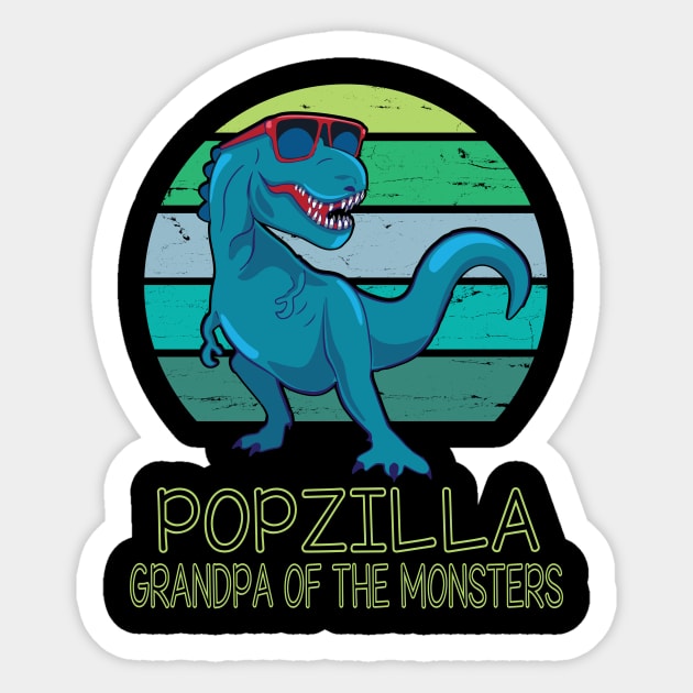 Popzilla Grandpa Of The Monsters Happy Father Day Dinosaur T-rex Saurus Lover Pop Vintage Retro Sticker by DainaMotteut